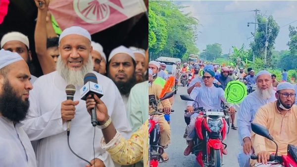 চান্দিনায় হাতপাখার প্রার্থীর মটরসাইকেল শোডাউন